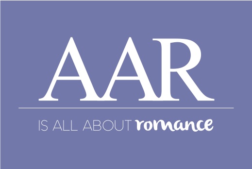 All about Romance logo - White writing on Purple background