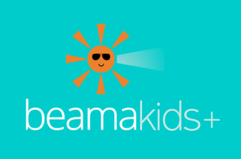 Beamakids logo sun on teal background