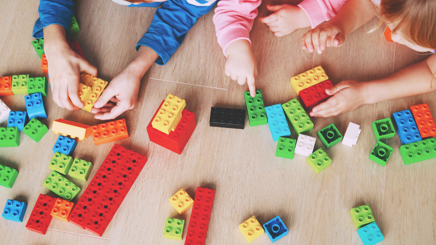Kids playing with DUPLO