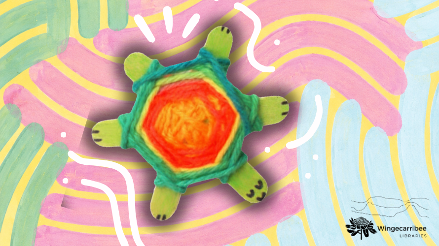 Turtle Weaving Craft on the National Reconciliation Week official artwork by Gumbaynggirr/Bundjalung artist Otis Hope Carey.