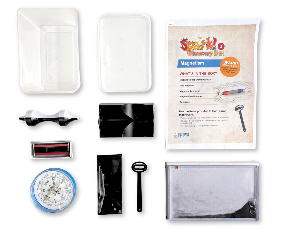Magnetism Kit contents laid out on a white background.